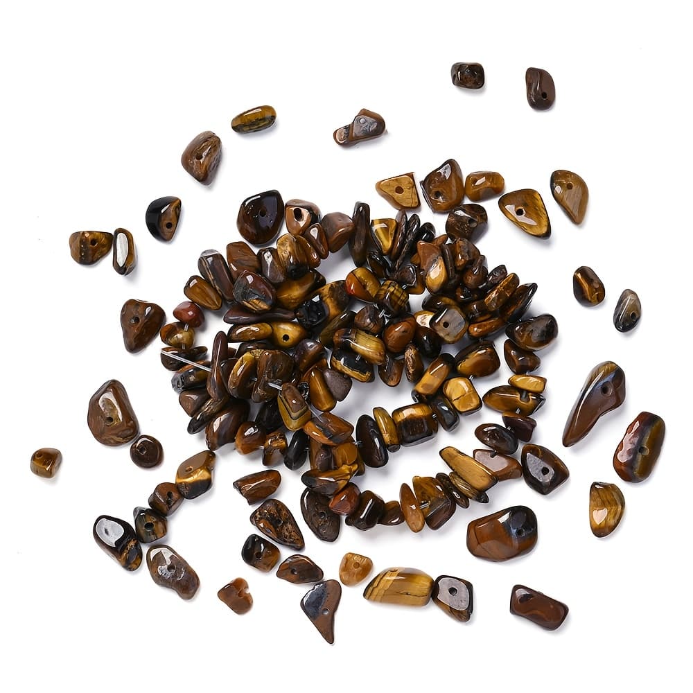 TEMU 1 Strand Pipitree Natural Tiger Eye Stone Beads - Irregular Gemstones With Tiger' Eye, For Making, Handmade Beads Suitable For Bracelets, Necklaces, Earrings, 15'' Strand
