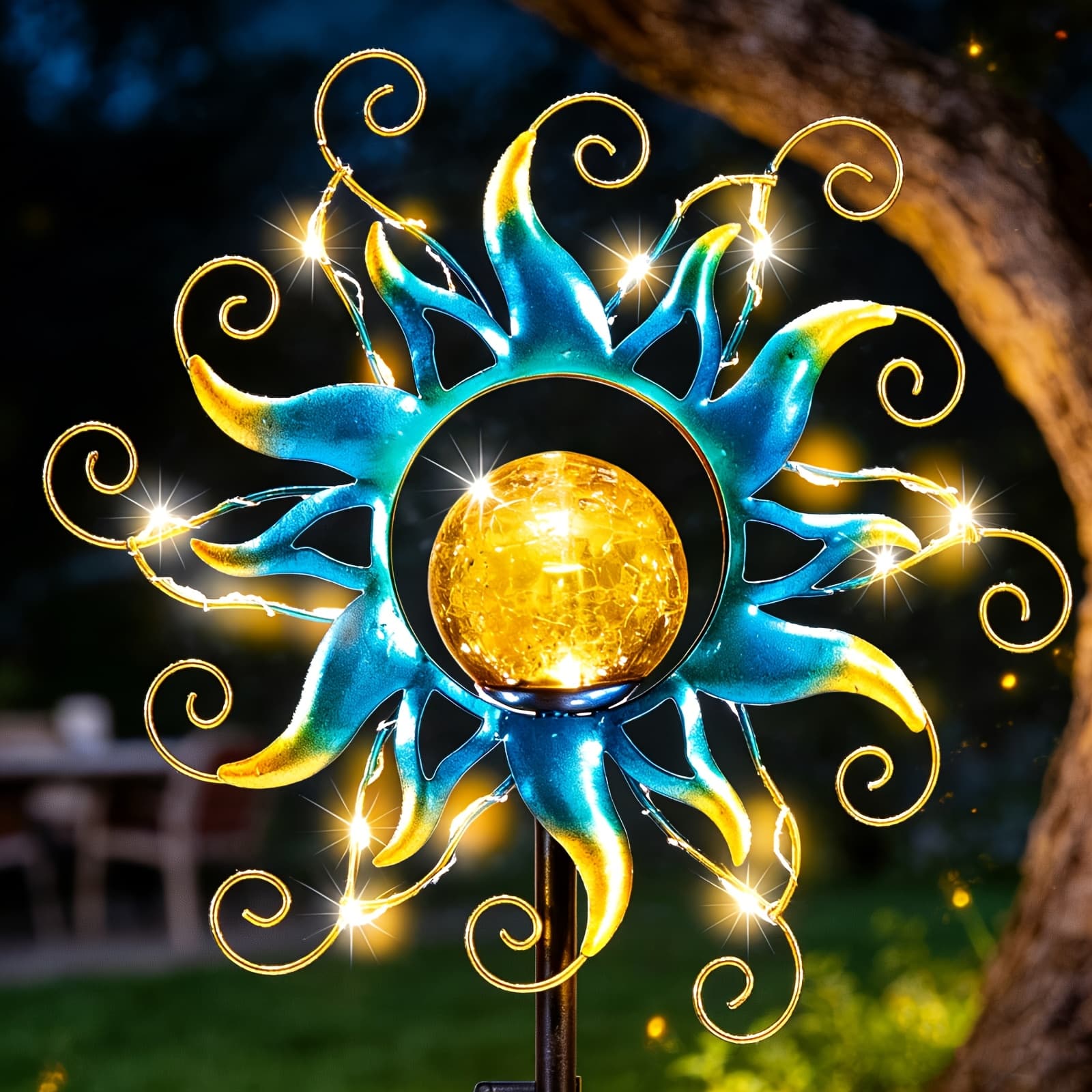 TEMU Garden Decor Solar-powered Garden Floor Lamp Waterproof Rating Sun-shaped Led For Patios, , And Walkways Solar Light A Wonderful Gift For Moving Into A