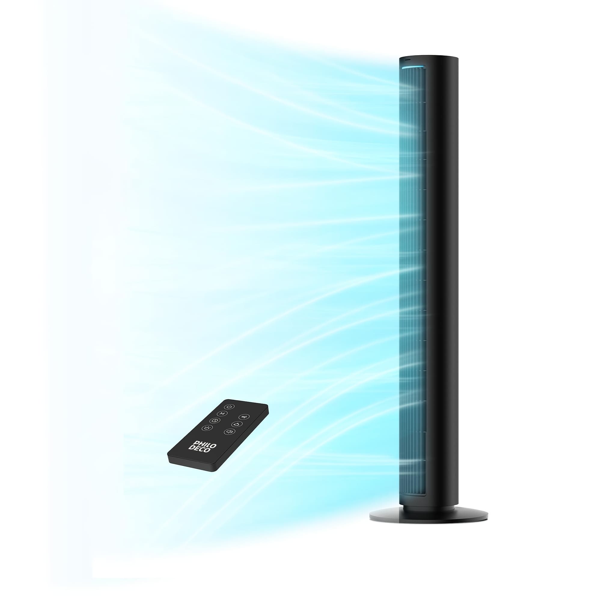 TEMU Tower Fan For Home, 80° Oscillating Silent Bladeless Floor Fan With Remote, 4 , Multiple , 7-hour Timer, Led Display Screen, Vertical Fan For Home, Living Room, Office, Black