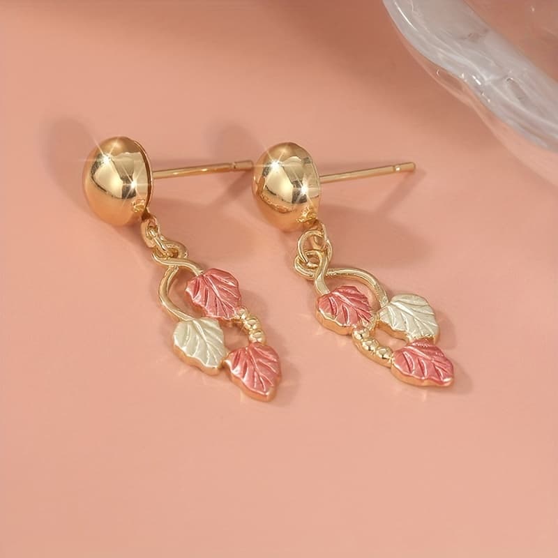TEMU Dangling Earrings, Green And Rose