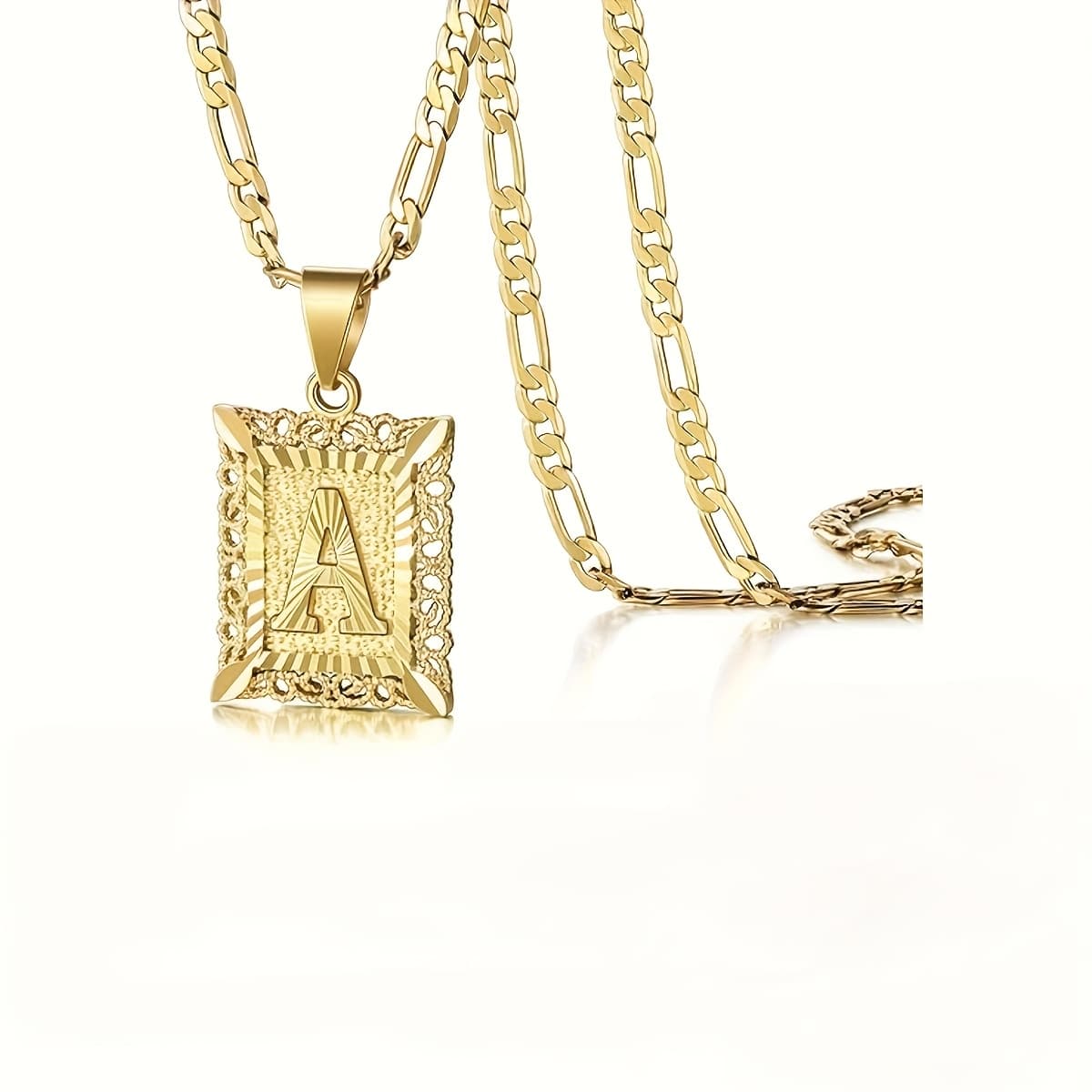 TEMU Plated Letter Pendant Necklace - Unisex Design, Square Chain With Exquisite Decoration, Suitable For Daily Wear Or Gift , Polished Surface | Golden Letter Necklace