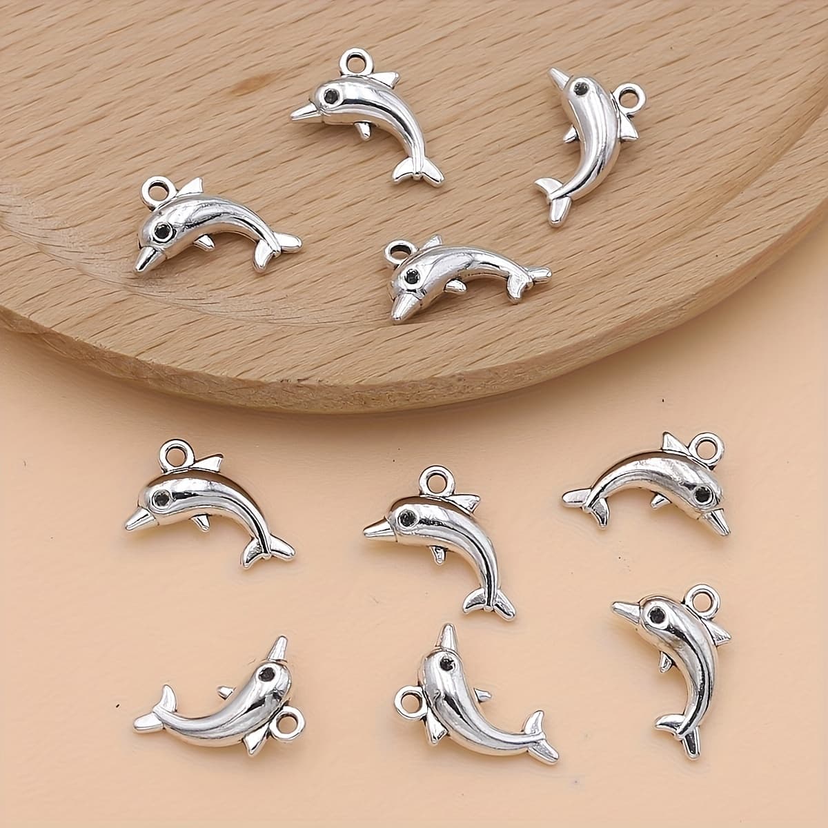 TEMU 10pcs Silvery Dolphin Charm For Jewelry Making Bracelet Necklace Handmade