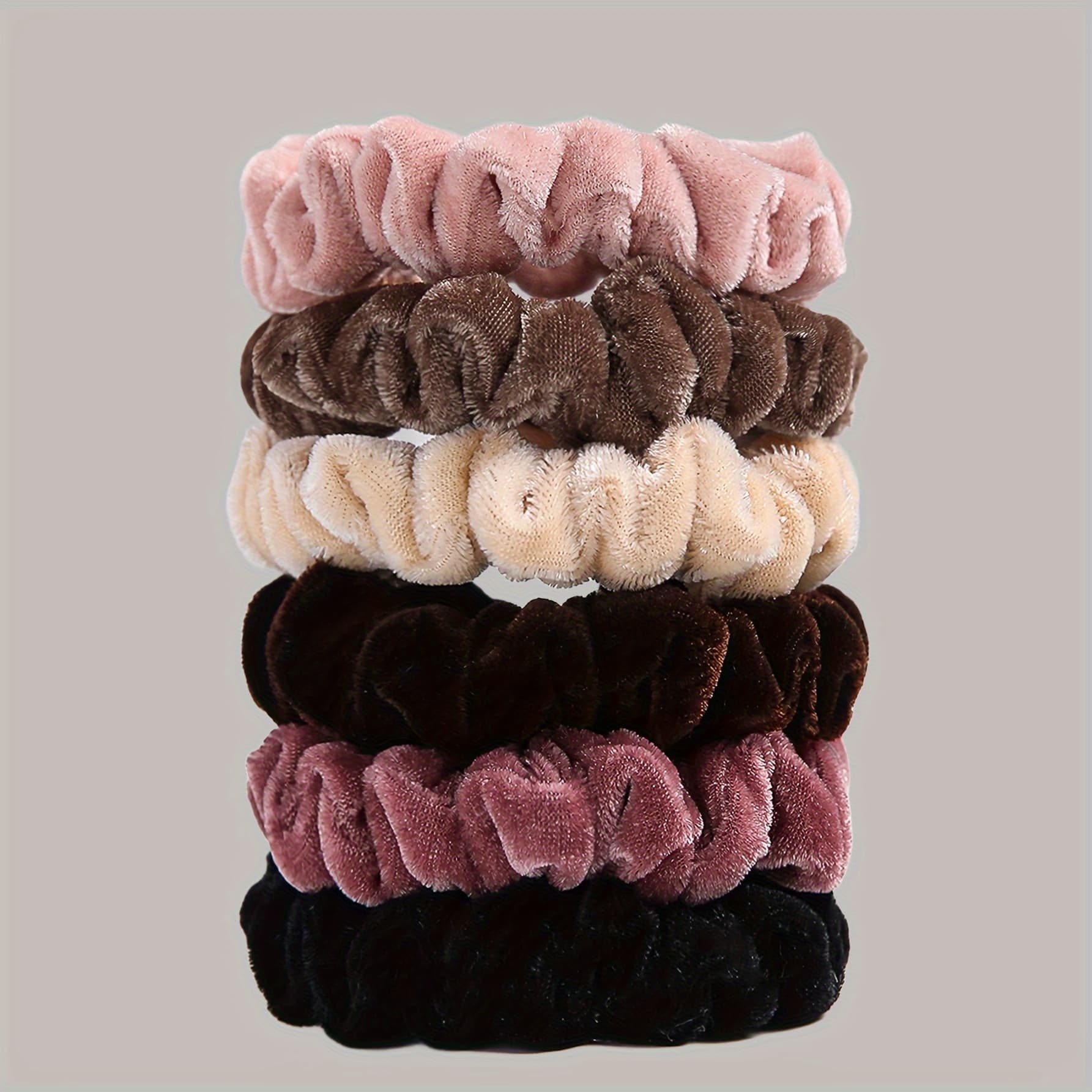 TEMU A Set Of 6 Multi-colored Velvet Scrunchies Suitable For And Women, Designed To Hold Ponytails Without Damaging Hair