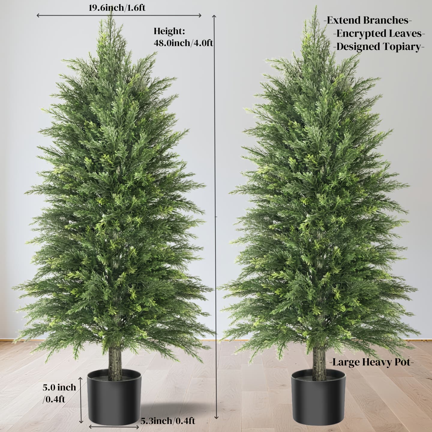 TEMU Artificial For Home Christmas Decorations Outdoor Front Porch 2 Set 4/3/2ft, Faux Trees Indoor Fall Decor, Large Fake Topiary Cedar Trees Uv Resistant With Full Realistic Leaves Branches Foliage
