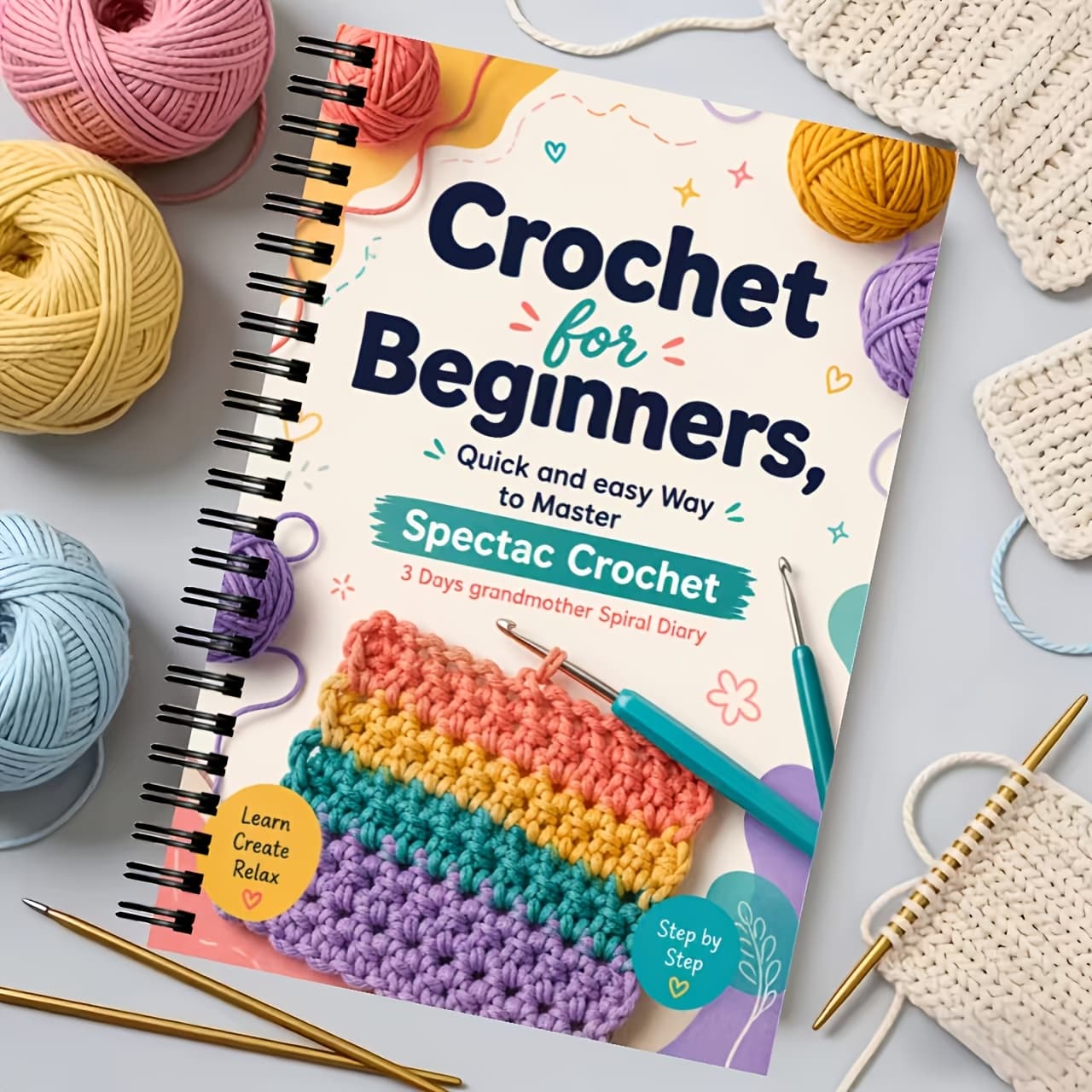 TEMU Learning Basic Knitting Techniques And Projects, 72-page Knitting Crochet Journal, Aesthetic Notebook Designed For Crafters, Students, And Teachers, For Organizing Knitting And Crochet Projects
