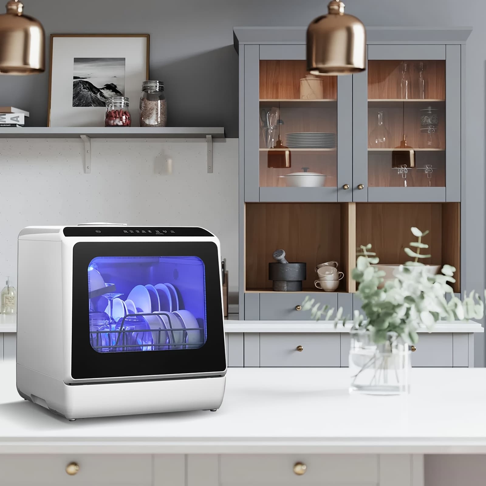 TEMU Countertop Dishwasher With 5+1 Programs, Baby Care, Dual Spray, , Air-dry, Function, No Needed, Portable Dishwasher With 5l Built-in Water Tank, Mini Dishwasher For Home, Apartments, Rvs