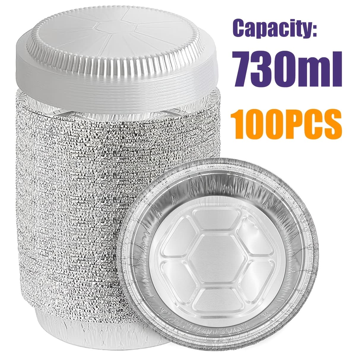 TEMU 100 Count 7 Inch Disposable Round Aluminum Foil Pans With Clear Plastic Dome Lids, Great For Baking, Cooking, Storage, And Reheating