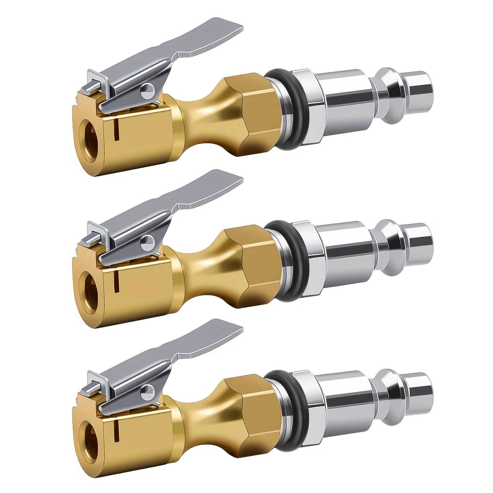 TEMU 3pcs Air With Clip, American Closed Flow Tire Inflator , Compatible With Schrader Valve, Durable Automotive Tool