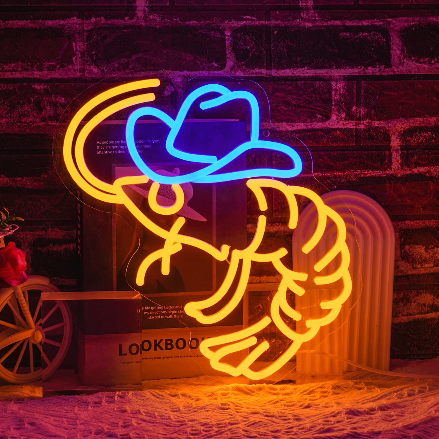 TEMU Neon Sign Of Cowboy Shrimp For Wall Decoration - Led Light For Kitchen, Restaurant, , Bedroom, And Business