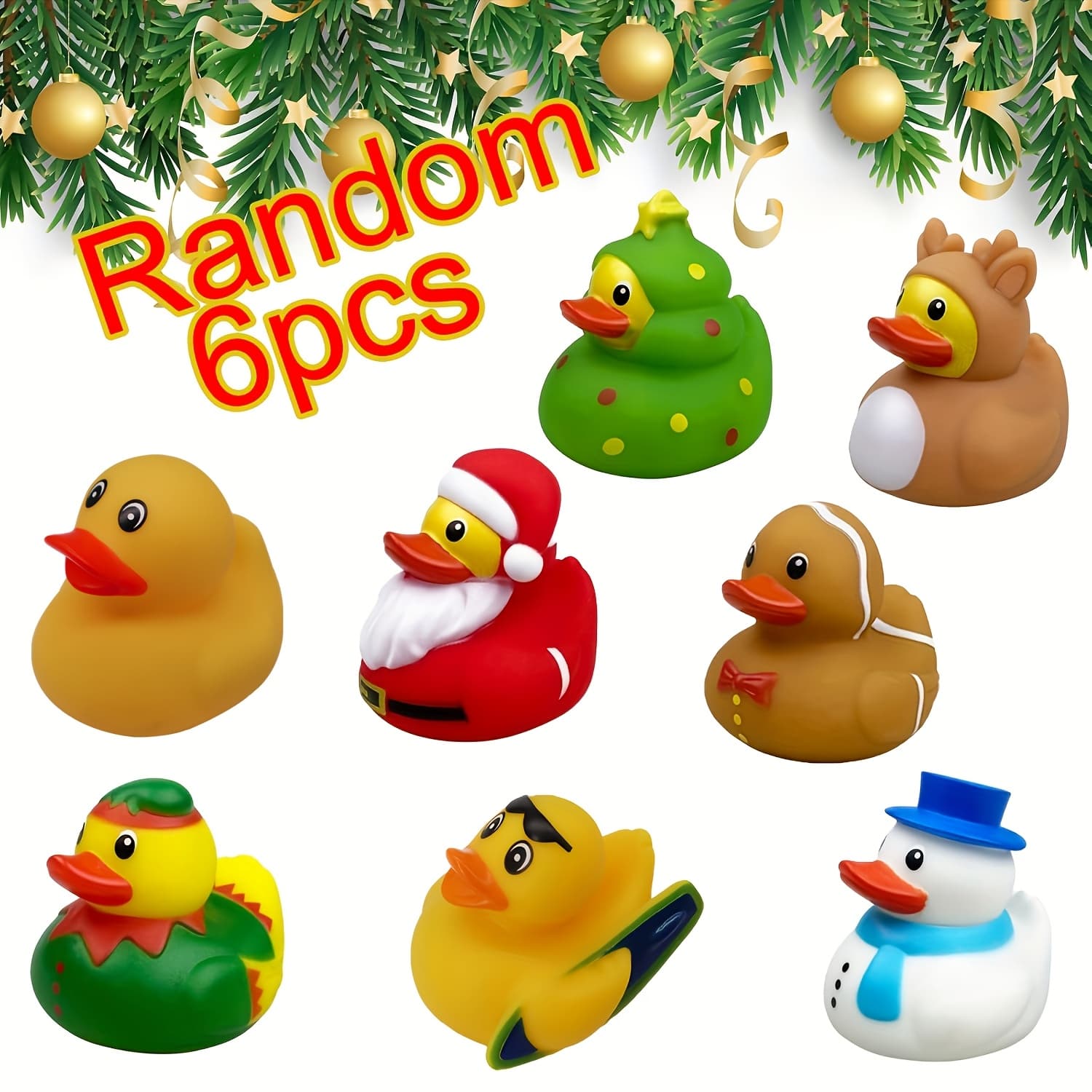 TEMU 6 Pack Christmas Light Up Ducks Bath Toys Christmas Toys For Kids Toddlers Boys Girls Christmas Stocking Stuffers Party Favors Gifts Halloween Christmas Gift Random Colors