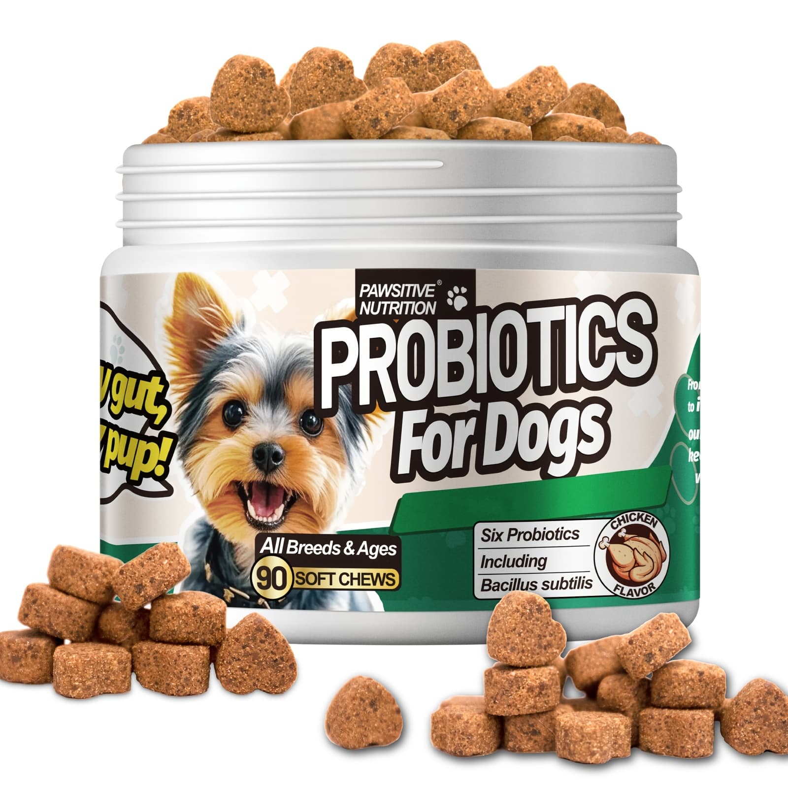 TEMU 90 Chews 6 Cfu Probiotic Supplement For All Dogs | Itching Skin Relief, Digestive & Health, Canine Nutritional Supplement, , Chicken Flavor