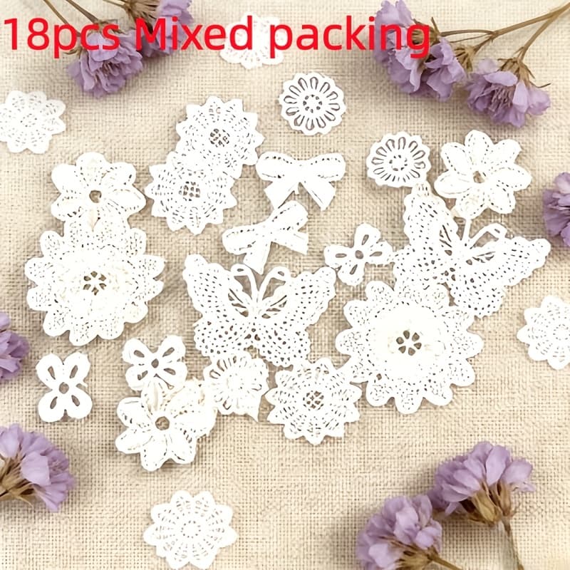 TEMU 18pcs Mixed Applique Hand-sewn Embroidery Patch Sticker, Lace Handmade , Headband, Hairpin Accessories, Clothes, Bags, Bows, Flower Embroidery