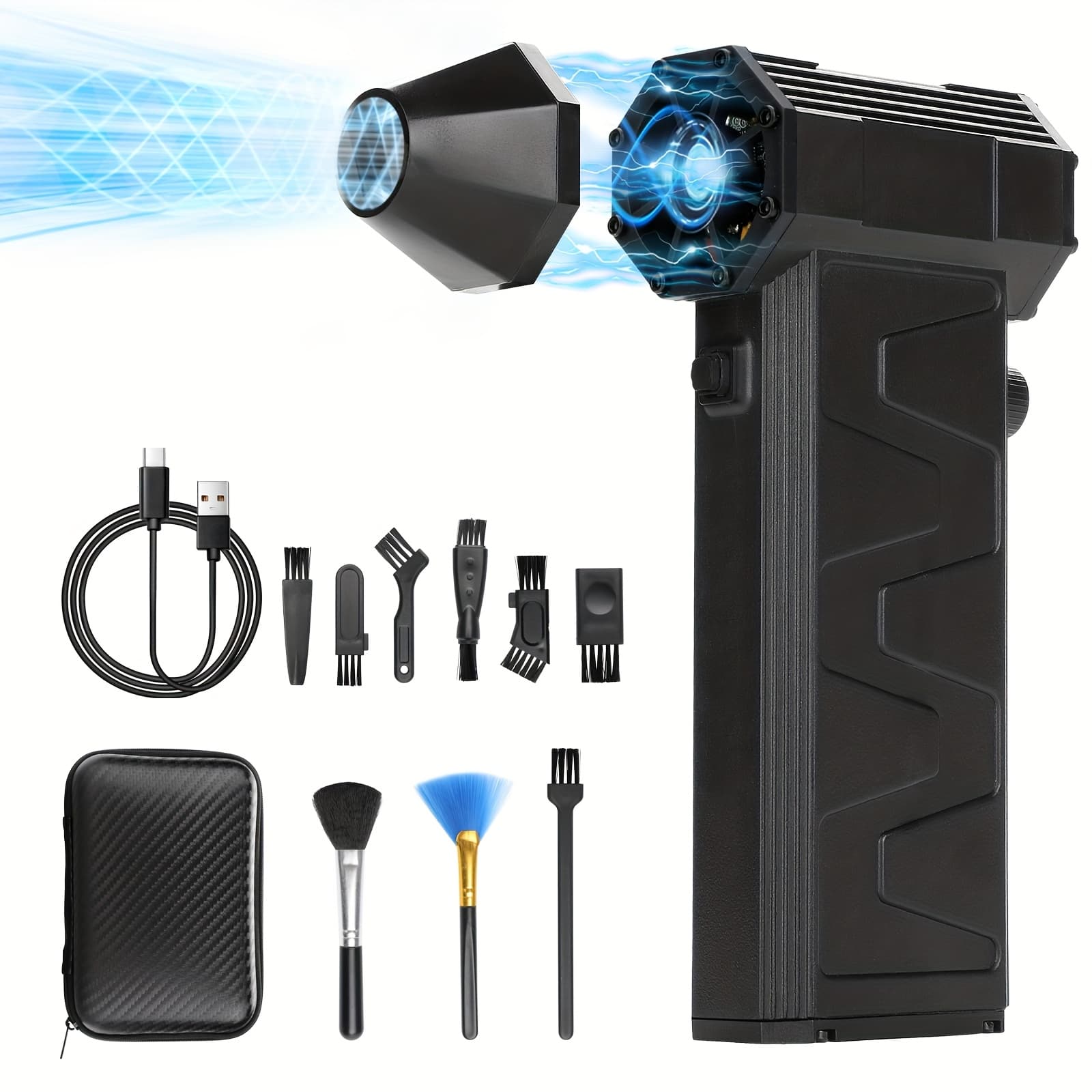 TEMU Car Vacuum Cleaner, Compressed Air Duster For Car And Computer And Camera Cleaning, Mini Hair Dryer, Turbo Fan, Jet Fan, Keyboard Cleaning Kit, Canned Air, Jet Dry Hair Dryer, Pc Dust Collector