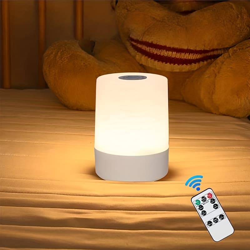 TEMU Dimmable Touch Remote Control Bedside Lamp, Dimming Mode, Three-color Adjustable Led Light, With 50cm Type-c Charging Cable, Suitable For A Of , Easy To Carry