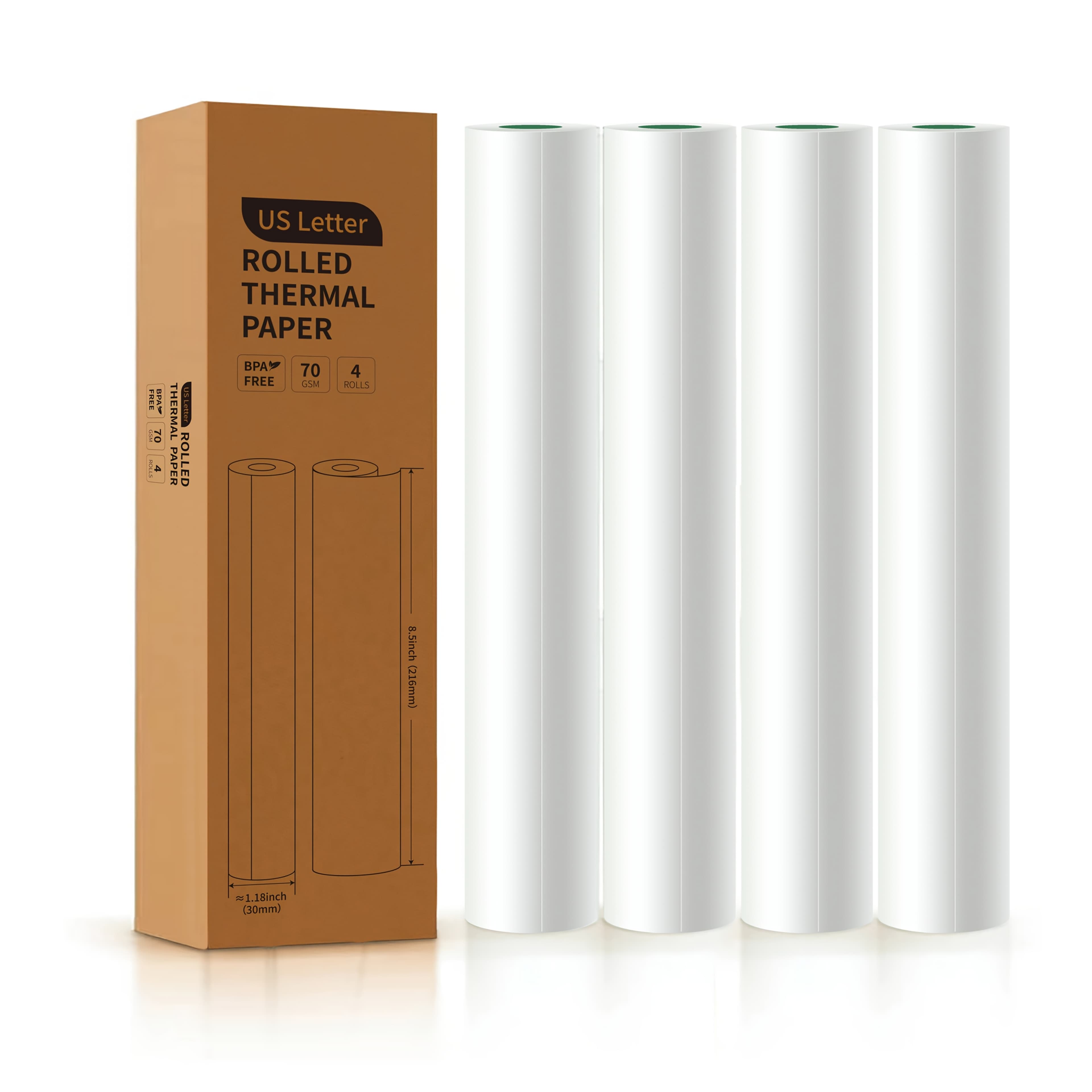 TEMU Us Letter Thermal Printer Paper 4 Rolls, 8.5 Inches Wide Compatible With M08f, Mt810 And Other Portable Thermal Printers (4 Rolls | 8.5''x23')