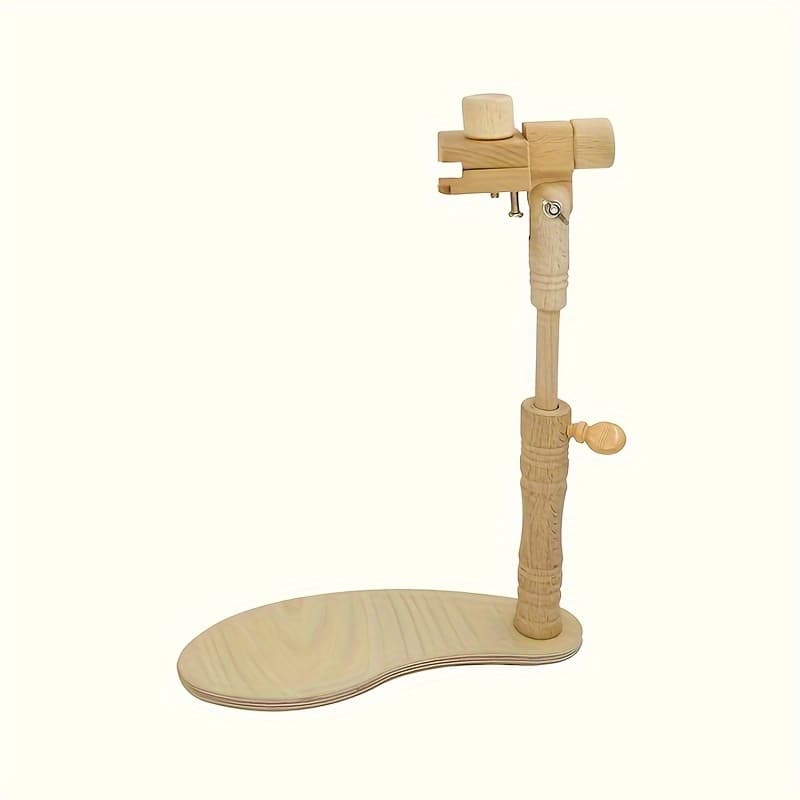 TEMU Diy Wood Embroidery Stand Kit - Adjustable Height, 360° Rotatable, No Hoop Included - Ideal For Beginners & Embroidery, Light Brown