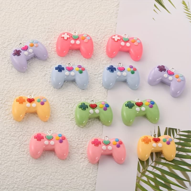 TEMU 12pcs Mini Resin Game Controller Charms, Perfect Handmade Additions For Necklace, Earring Making