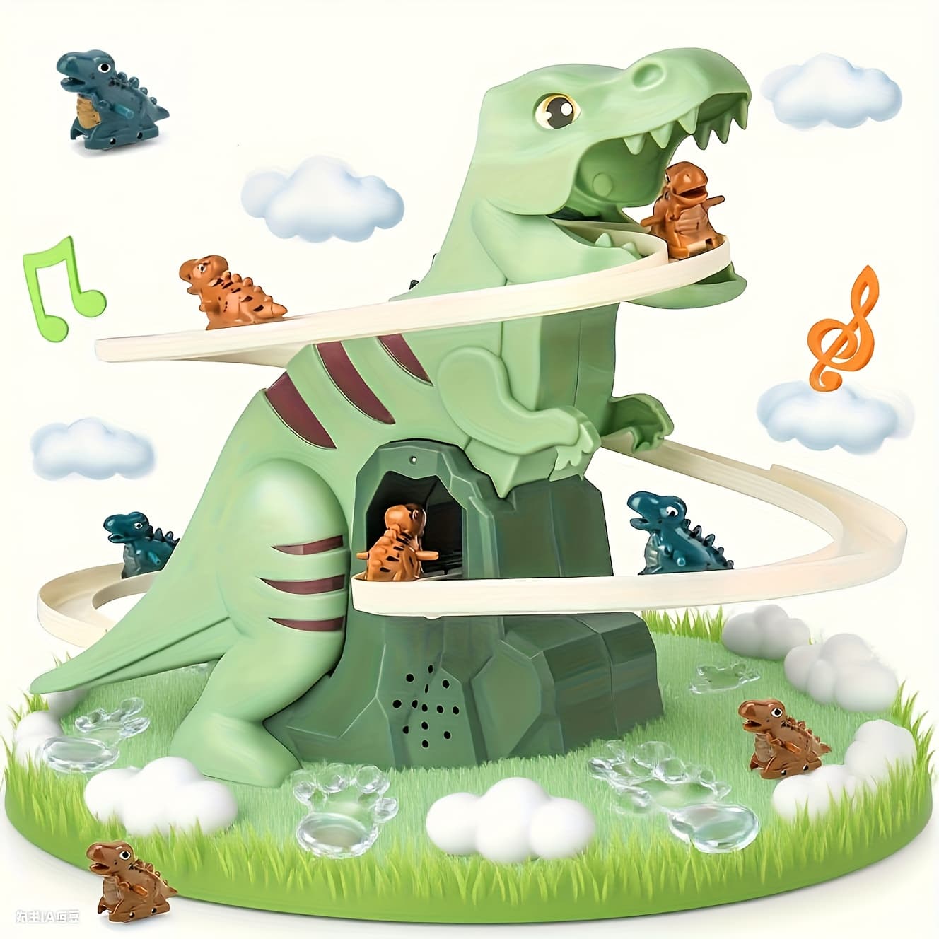 TEMU Dinosaur Toys, Dinosaur Climbing Stairs Track Slide Toy, Electric Dinosaur Climbing Stairs Slide Toy With 3 Cars, Track Toy, Toy Set, Gift, Christmas Gift