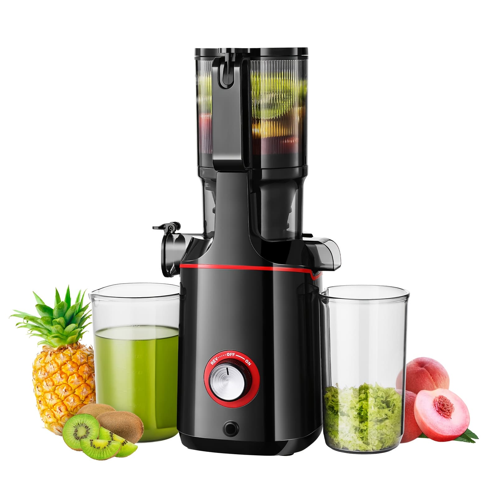 TEMU Slow Juicer Masticating, High Juicing Rate, Wide Feed Chute For Whole Fruits Vegetables, Quiet Motor With Reverse Function, Easy Clean For Home Kitchen Camping