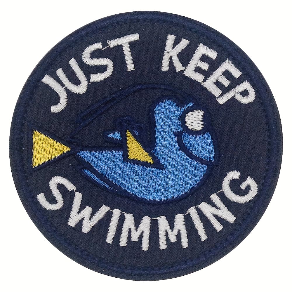 TEMU Funny Fish Embroidered Patch Emblem Applique | Backing | For Backpacks, Hats, Jackets And