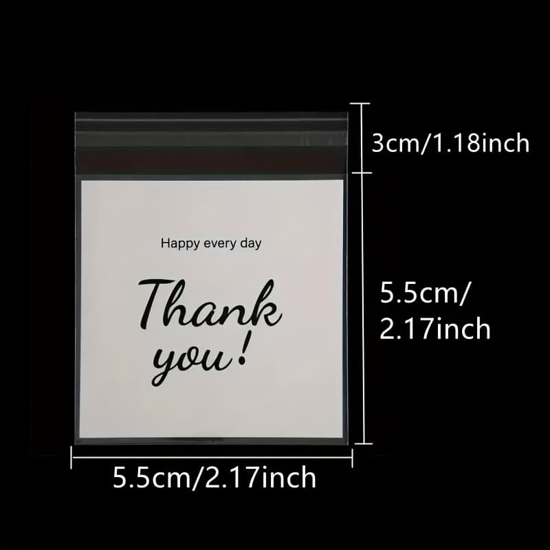 TEMU 300 Self-adhesive Plastic Bags With "thank You" Printing, Used For Jewelry Packaging, Gift Bags, Opp Transparent Bag Supply, No Power Required