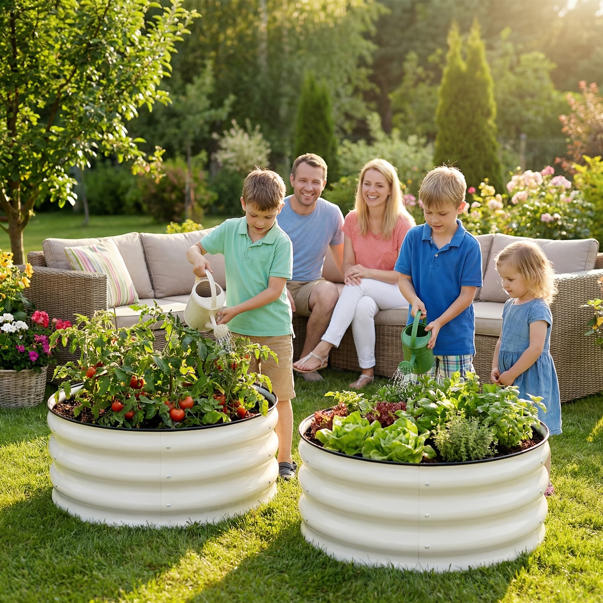 TEMU 2/4pcs 2x2x1ft Round Raised Garden Bed Kit, Metal Planter Box For Planting Plants Vegetables, Flowers