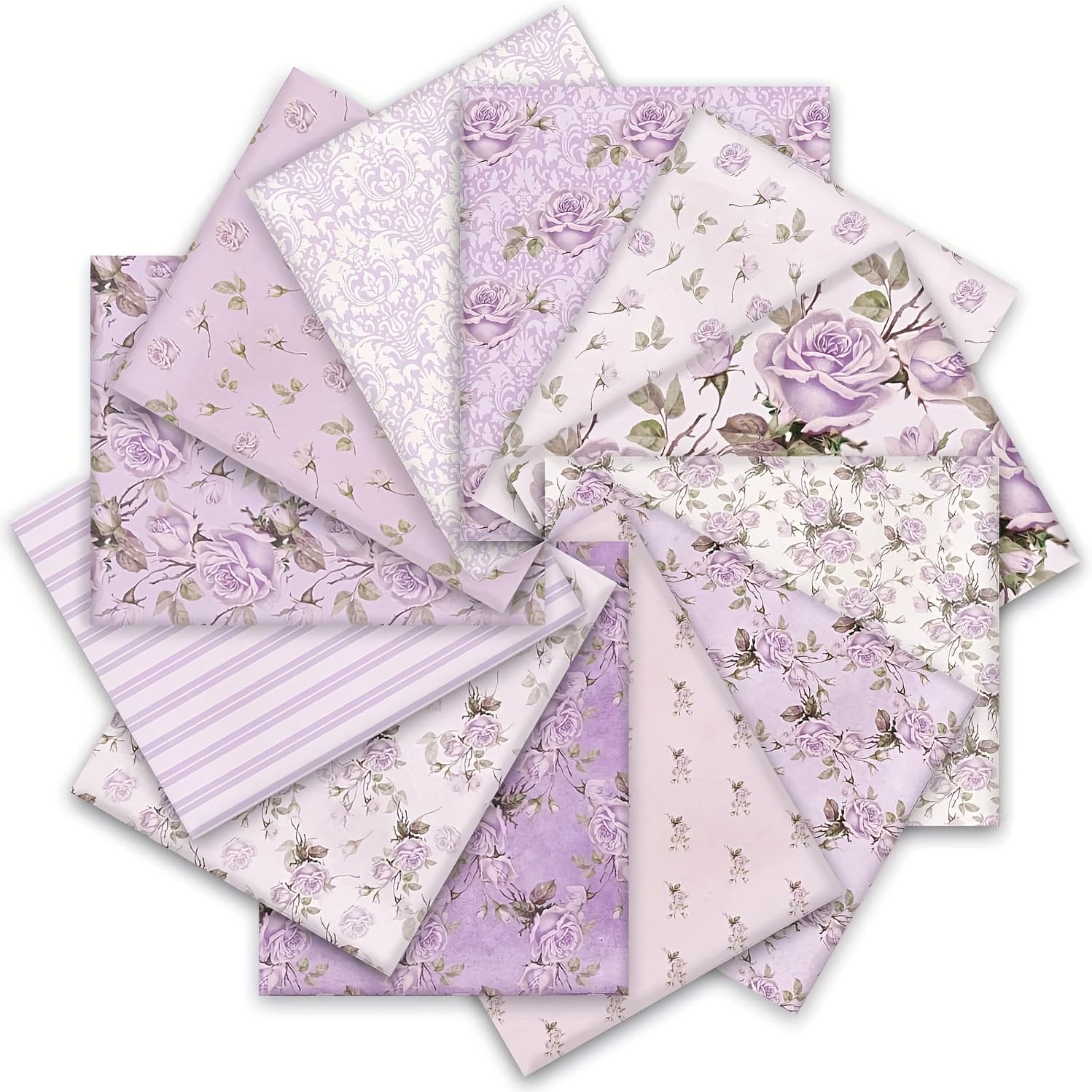 TEMU 12pcs 46x56cm Cotton Fabric Bundles Retro Floral Quilting Squares Sewing Fabrics