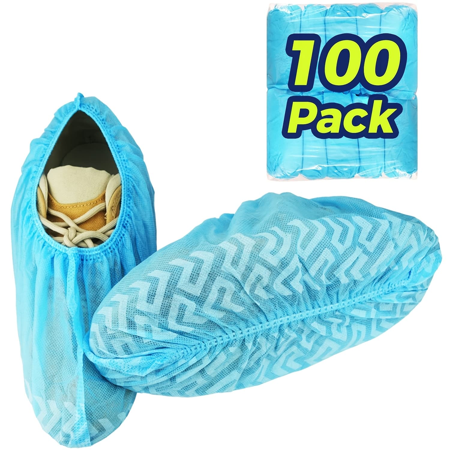 TEMU Disposable Non-slip Shoe Covers, 100 Sets (50 Pairs) Indoor Non-woven Boot Covers, Textured Non-slip, Durable Non-slip Shoe Covers, 15.7 Inch Boot Shoe Protectors