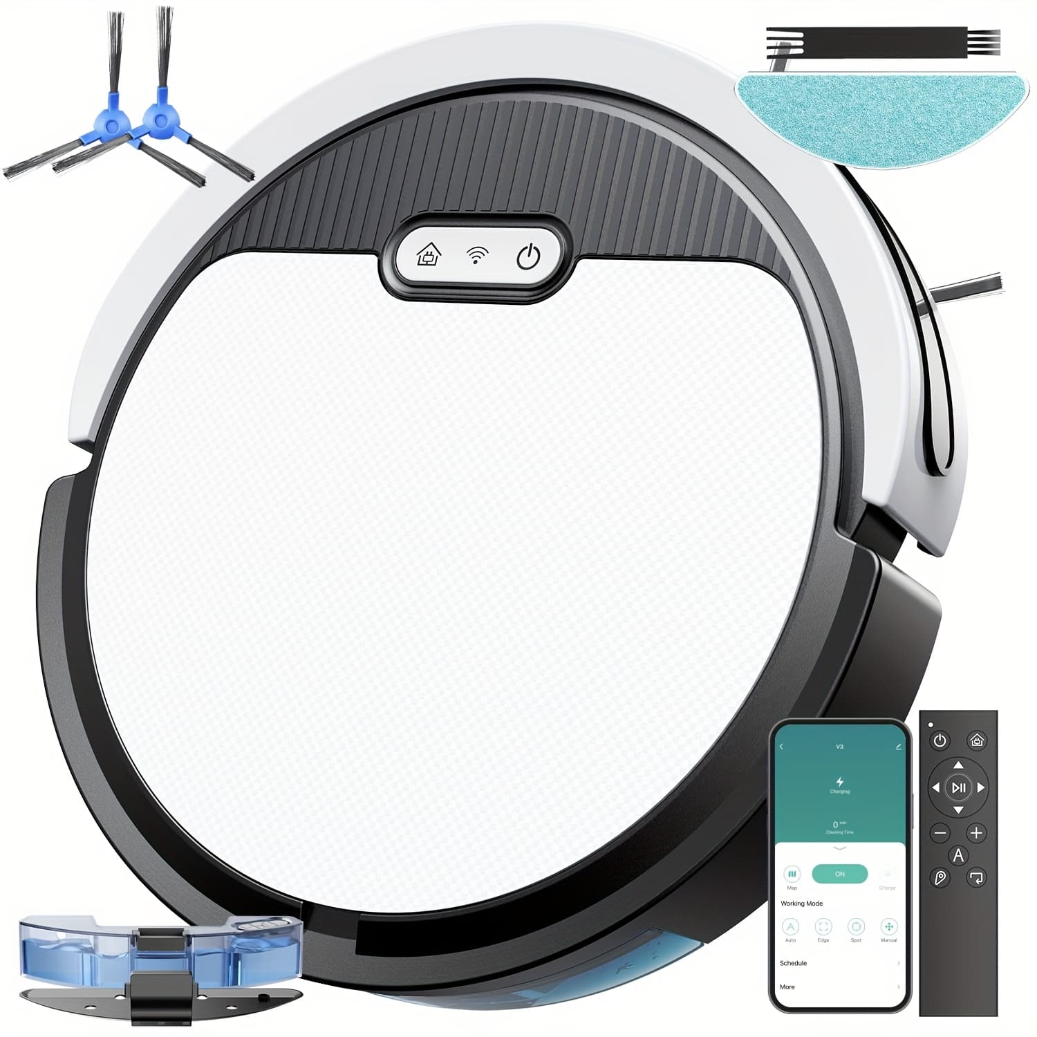 TEMU Robotic Vacuum Cleaner And Mop Combo, App/voice Control, 2-in-1 Robot Vacuum, 5000pa Suction, Scheduled Cleaning, Automatic Recharge, For Pet Hair, Low Pile Carpet