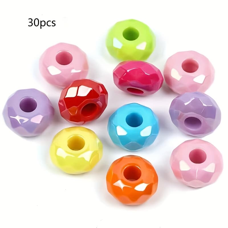 TEMU Colorful Uv-coated Acrylic Flat Round Beads For Diy Phone Chains And Handmade Jewelry Accessories, Large Hole, Materials