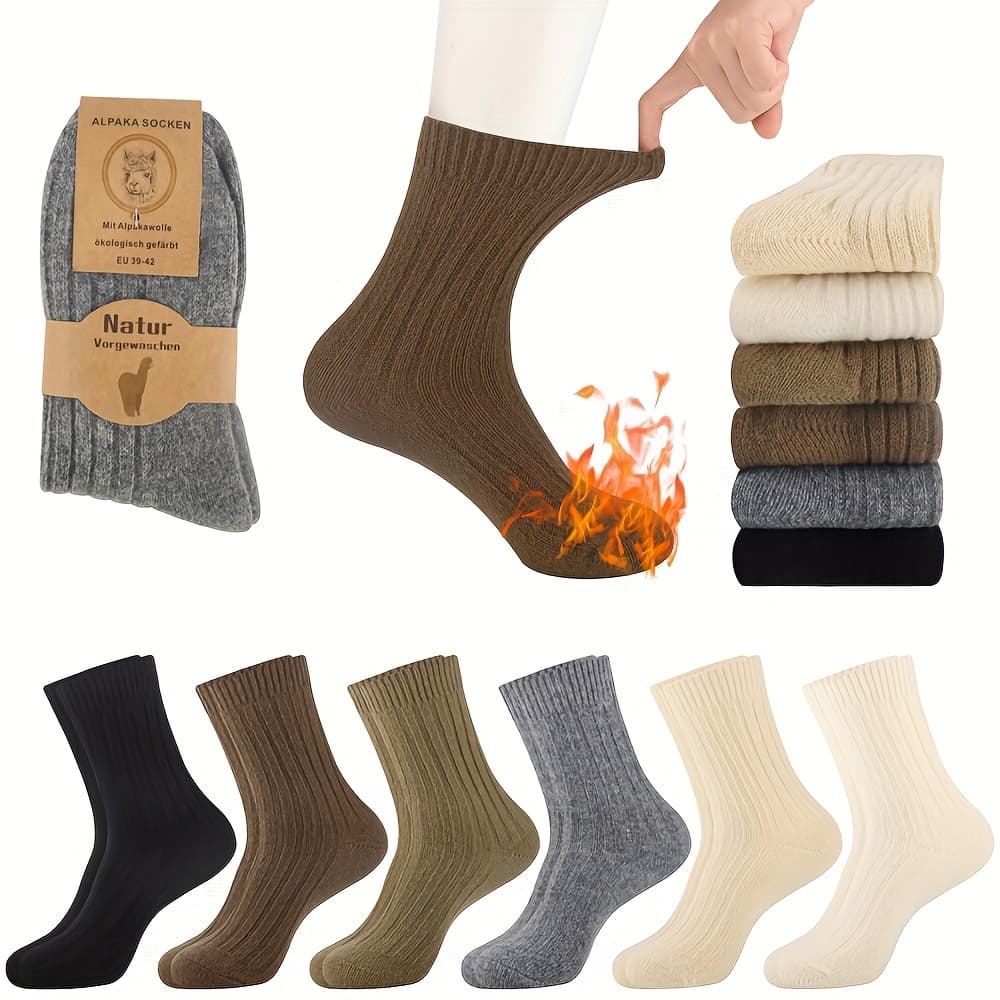 TEMU 6 Pairs Unisex Alpaca Socks Women Men Wool Socks For Women Thermal Socks Winter Socks Warm Socks Cozy Socks Thick Socks Men Socket Set Boot Socks Birthday Gifts For Women Men