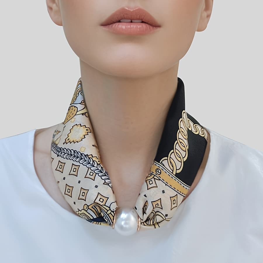 TEMU Elegant Lightweight Short Scarf - 100% Polyester Neck Wrap With Vibrant Print Patterns, Non-elastic Decorative Fashion Accessory For Casual & Formal