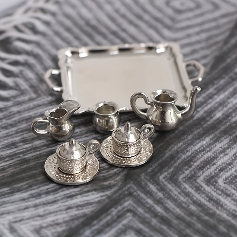 TEMU 10pcs, 1:12 Dollhouse Mini Floral Tea Set, Miniature House Kitchen Scene Props For Model Pairing, Scene Decoration Additions, Small Ornaments