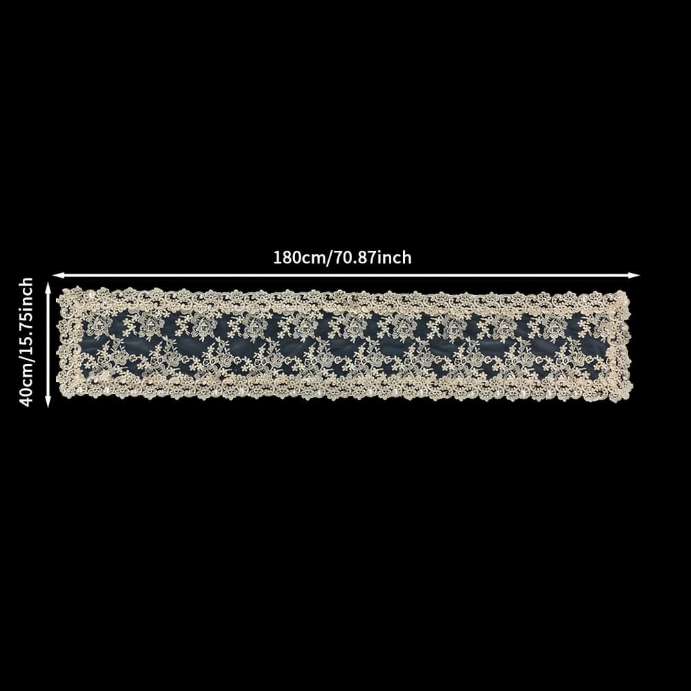 TEMU 1pc Beige Table Runner, Exquisite And Elegant Lace Polyester Dining Table/coffee Table Tablecloth, Suitable For Home , Suitable For Holiday Parties