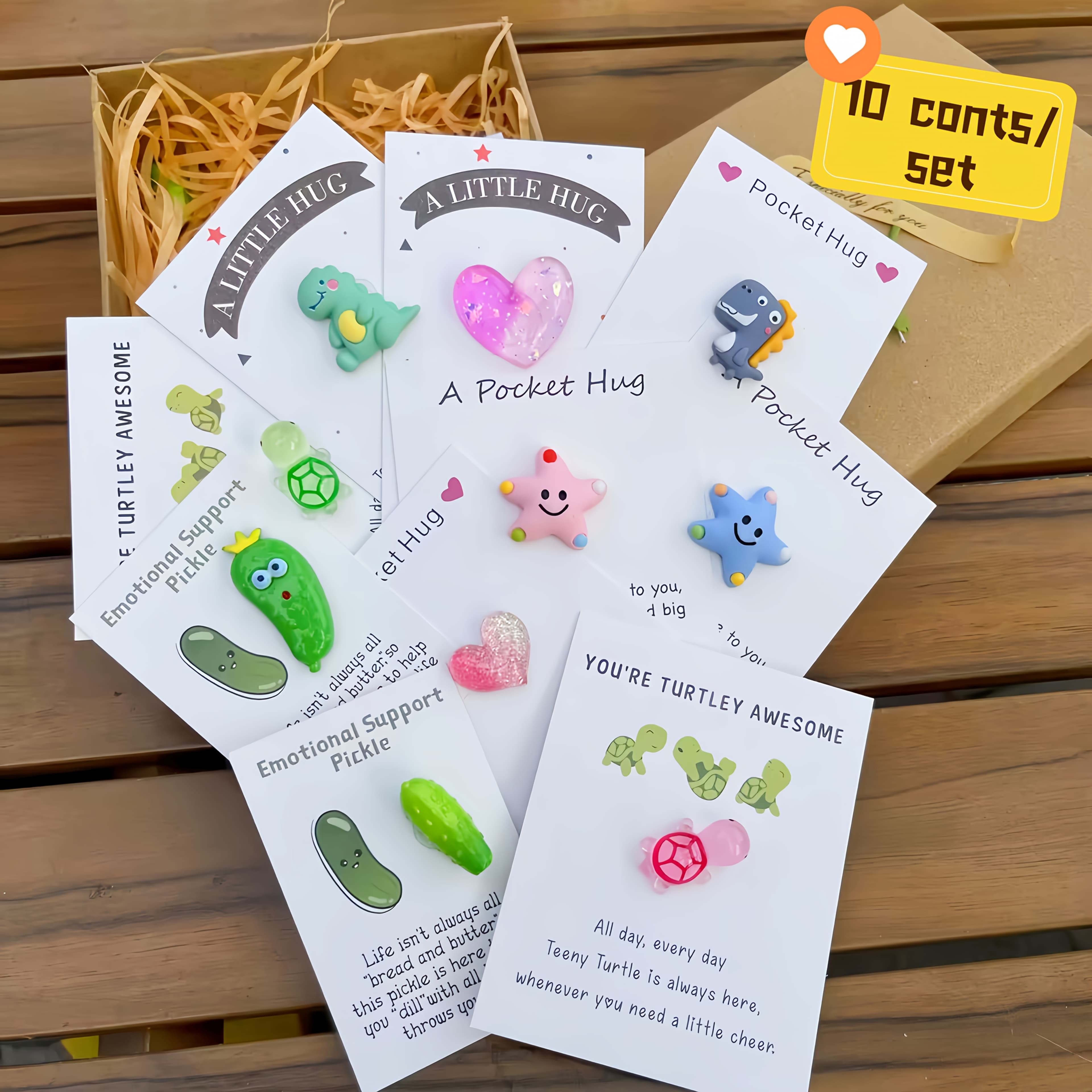 TEMU 10 Sets Pocket Hug With Motivational Quotes, Father's Day Gift, End Of Year Teacher Gifts Greeting Card, Daily Inspirational Cards Valentine's Day, Birthday, Wedding, Father's Day