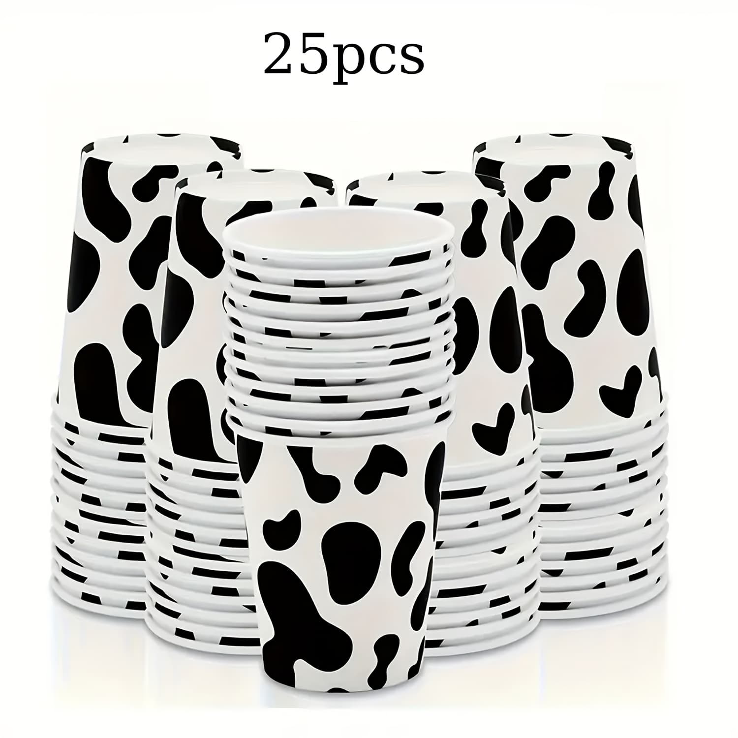 TEMU 25pcs Cow Cup - Cow Party With Cow Printing Cup Western Style Party Birthday Party Large Cow Printing With Cow Cowboy Cowboy Birthday Decoration Farm Party Valentine's Day Supplies