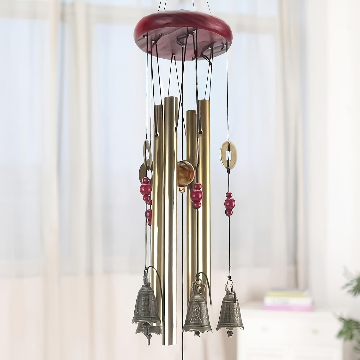 TEMU Traditional Retro Wind Chime - Step By Step Premium Rotating Aluminum Tube Wind Chimes - Suitable For Doorway Decoration, Hanging Garden Home Ornament