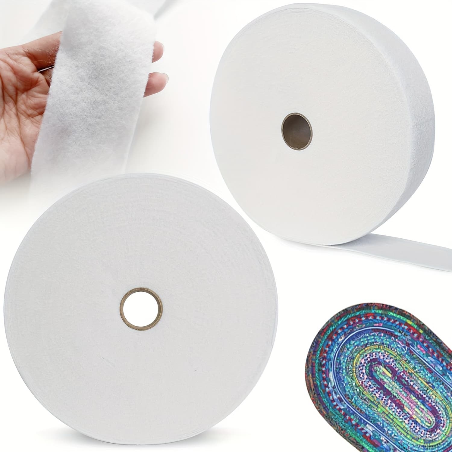TEMU 2 Rolls Jelly Roll Batting 2 1/4 Inch X 35 Yards, Polyester Batting Roll For Rugs, Quilting & Sewing Projects