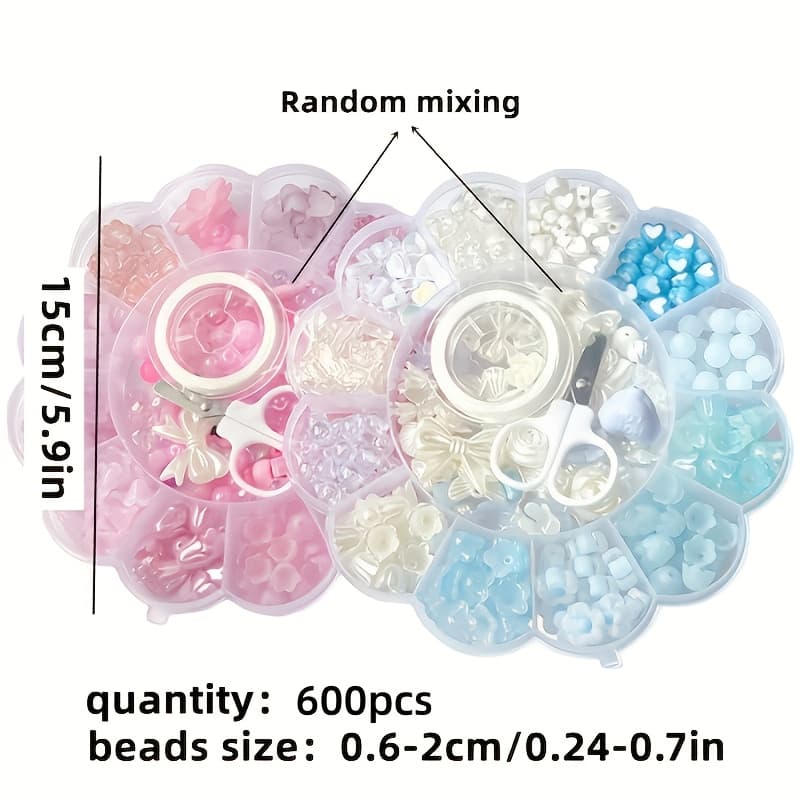 TEMU 2 Piece Set Of 600pcs 2-20mm Acrylic Beads, Bead Decoration Made Into Bracelets, Necklaces, Rings, Phone Chains With Beads