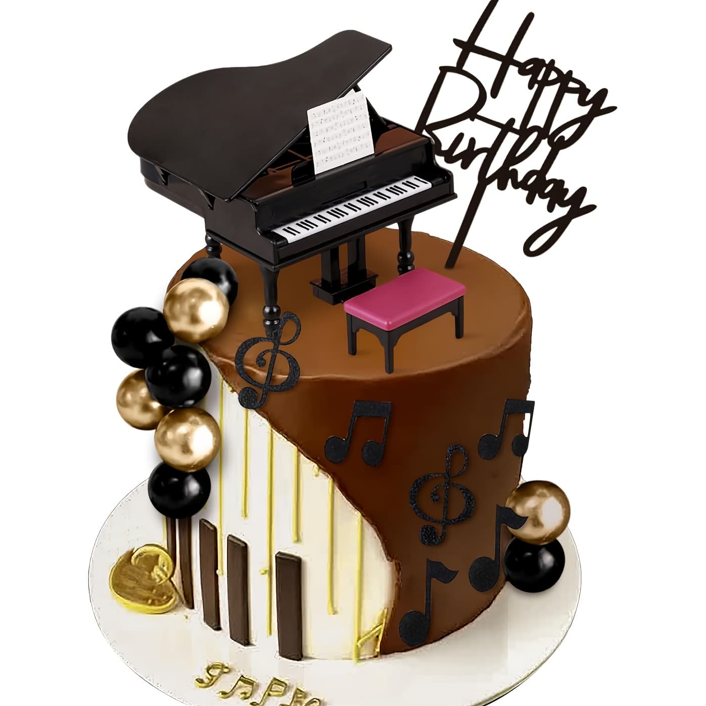 TEMU Laventy 19pcs Music Cake Topper Guitar Cake Toppers Music Notes Balls Cake Decorations For Musician Birthday Theme Party