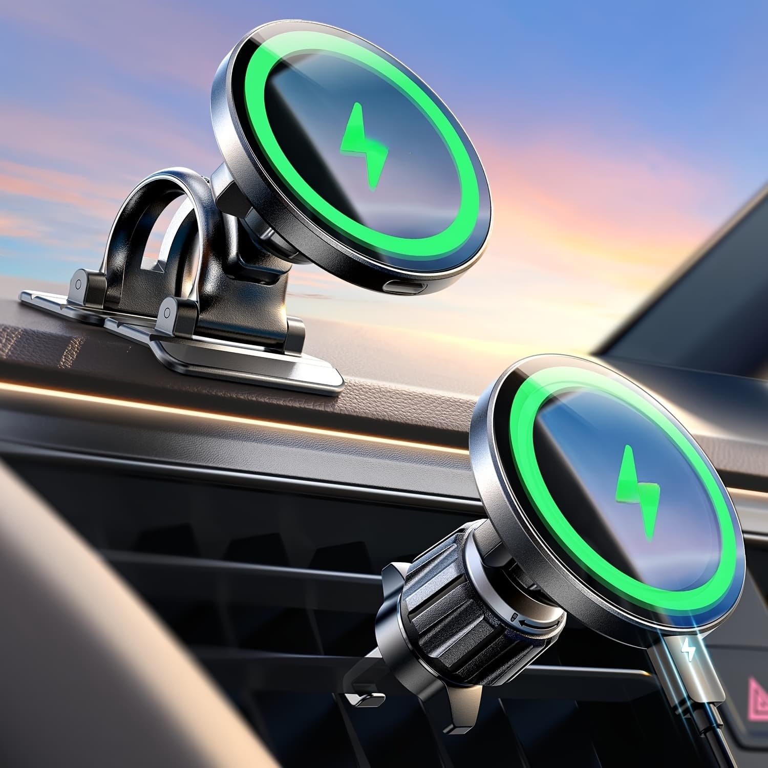 TEMU Oandys Mag- Mount Charger 15w Magnetic Wireless Car Charger For Iphone 17 Accessories Magnetic Phone Holder For Car 3in 1 Mag Mount For Iphone17pro/16/15/14/13/12 Series Gifts For Men Women