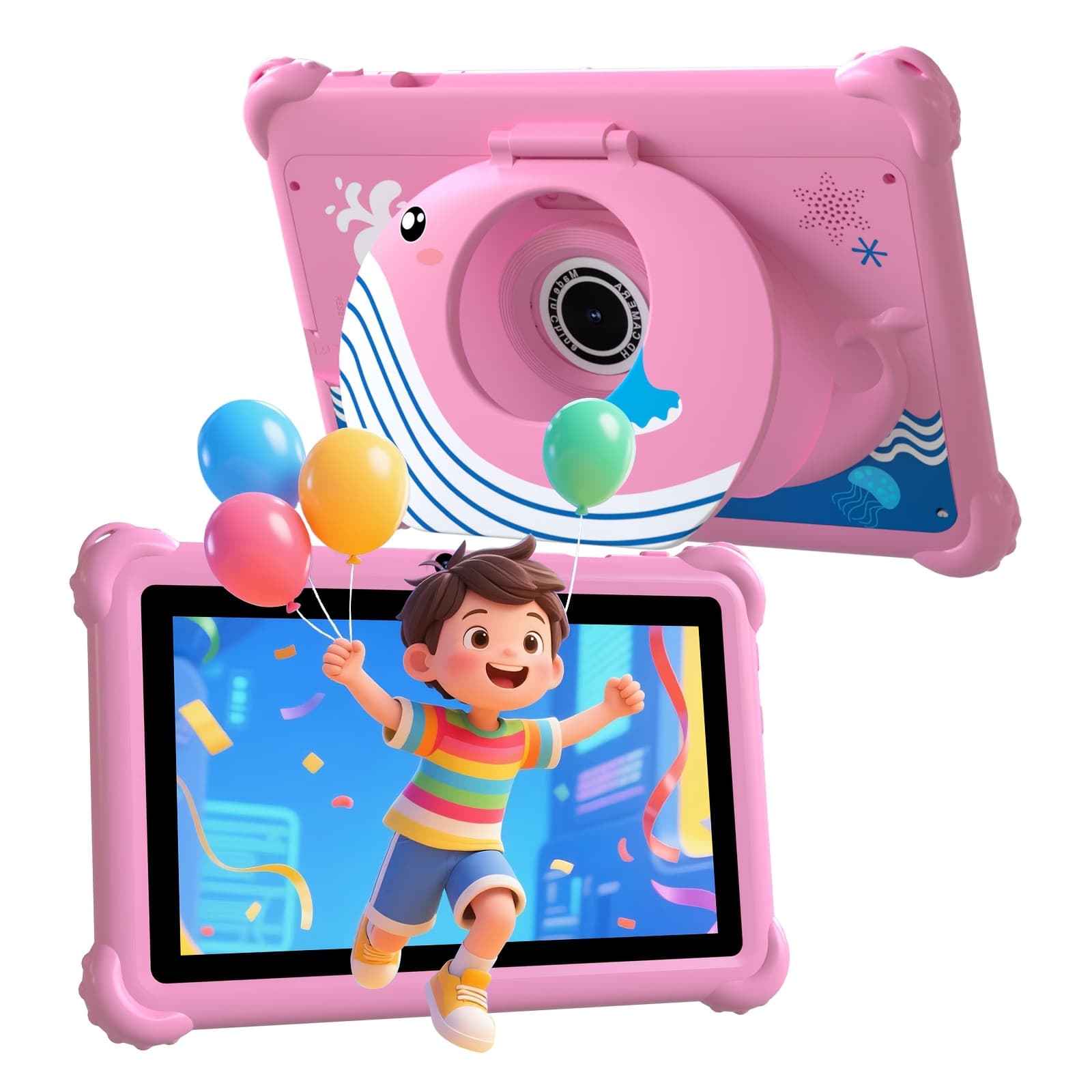 TEMU Kids Tablet, 7 Inch Tablet Pc, (2+2)gb 32gb Rom 1tb Expand Rom, Safety Eye Protection Screen, Wifi, Dual Camera, Games, App, Tablet With Silicone Case Christmas Gift