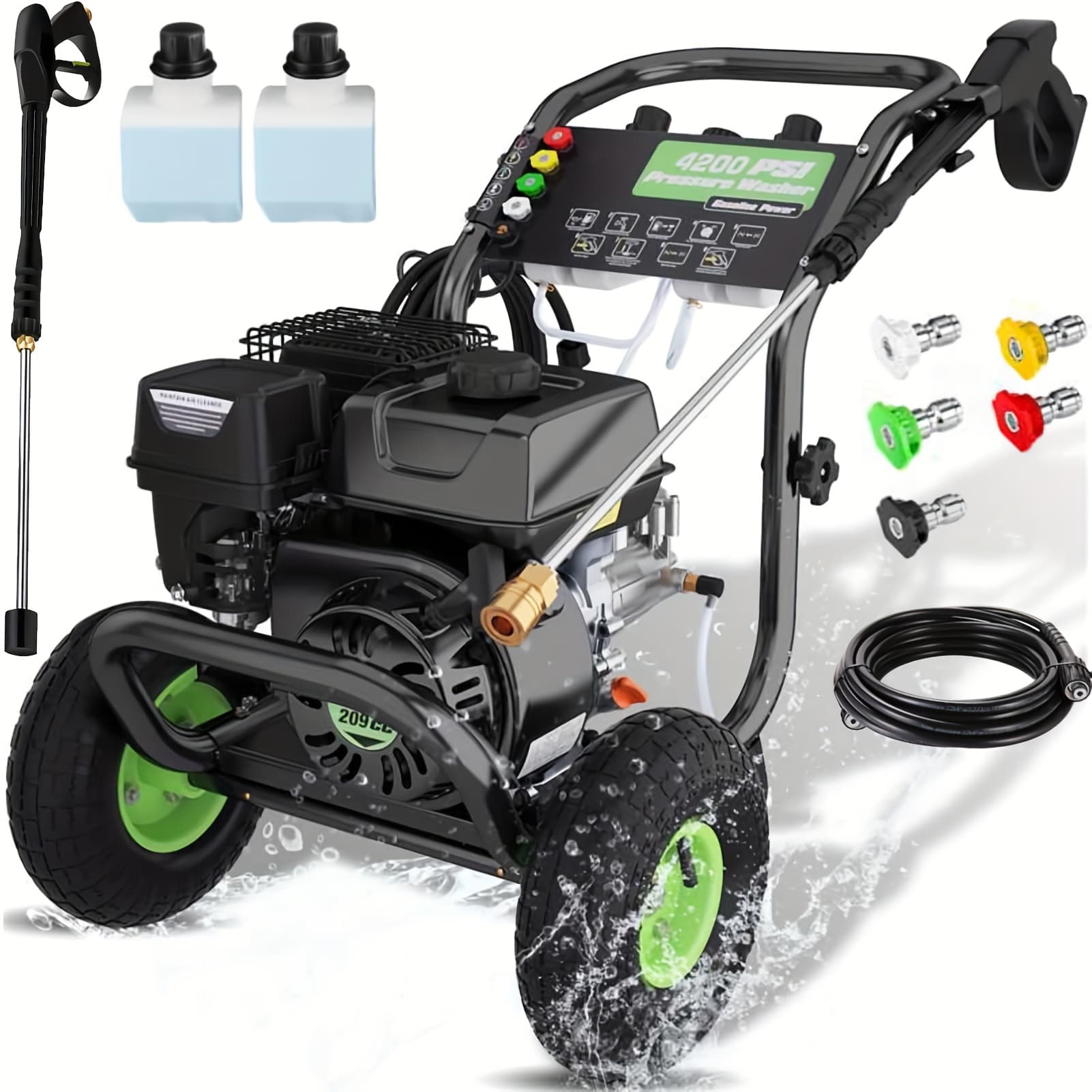 TEMU 4200psi Pressure Washer 4.0gpm Washer 196cc Gas Powered Washing Machine Commercial High Pressure Washer With 25ft Hose And 5 Nozzles For Patio Garden Yard Vehicle, Epa/carb/etl