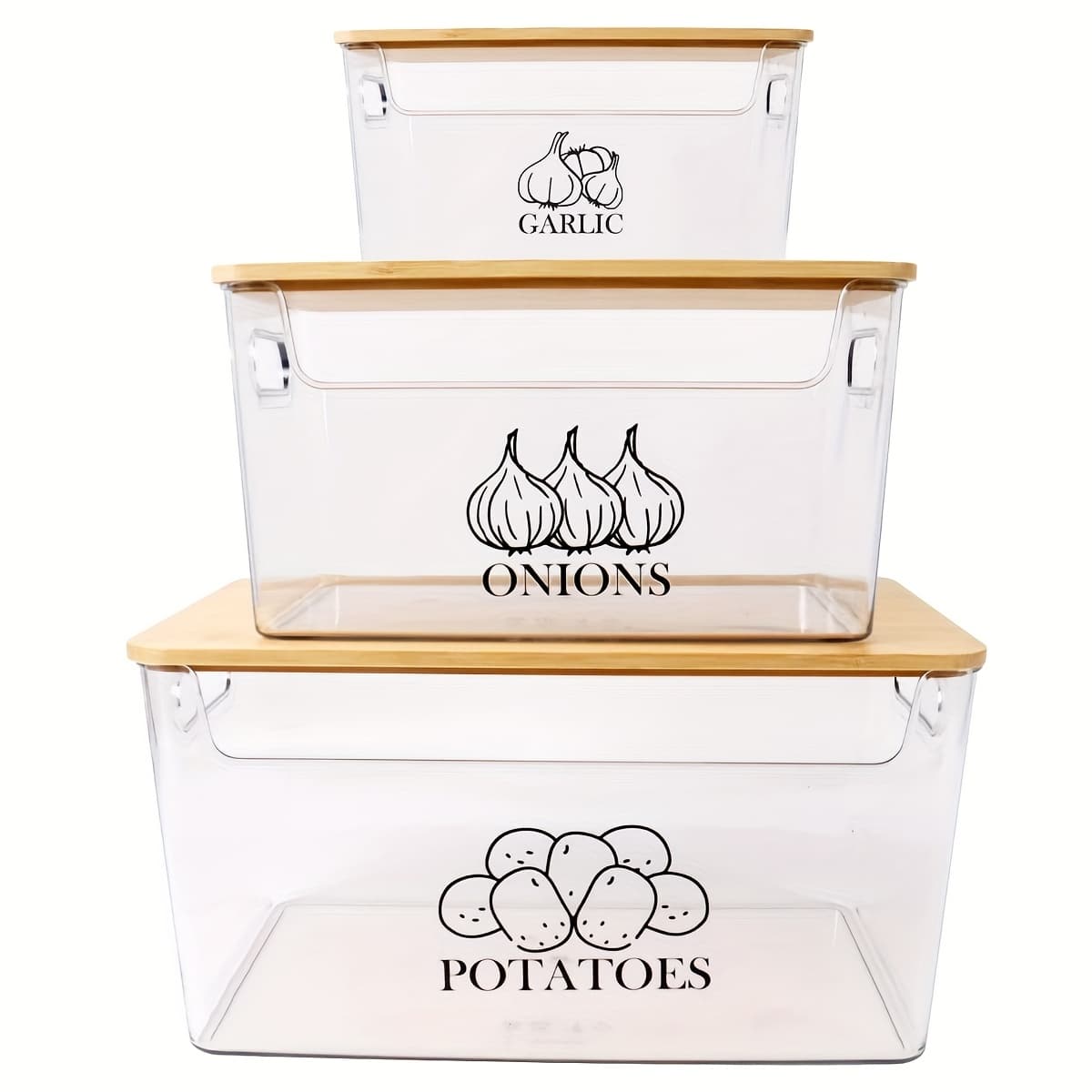 TEMU Food Storage Boxes: Bamboo-lided Stacked Agricultural Product Storage Boxes And Graphic Label Systems