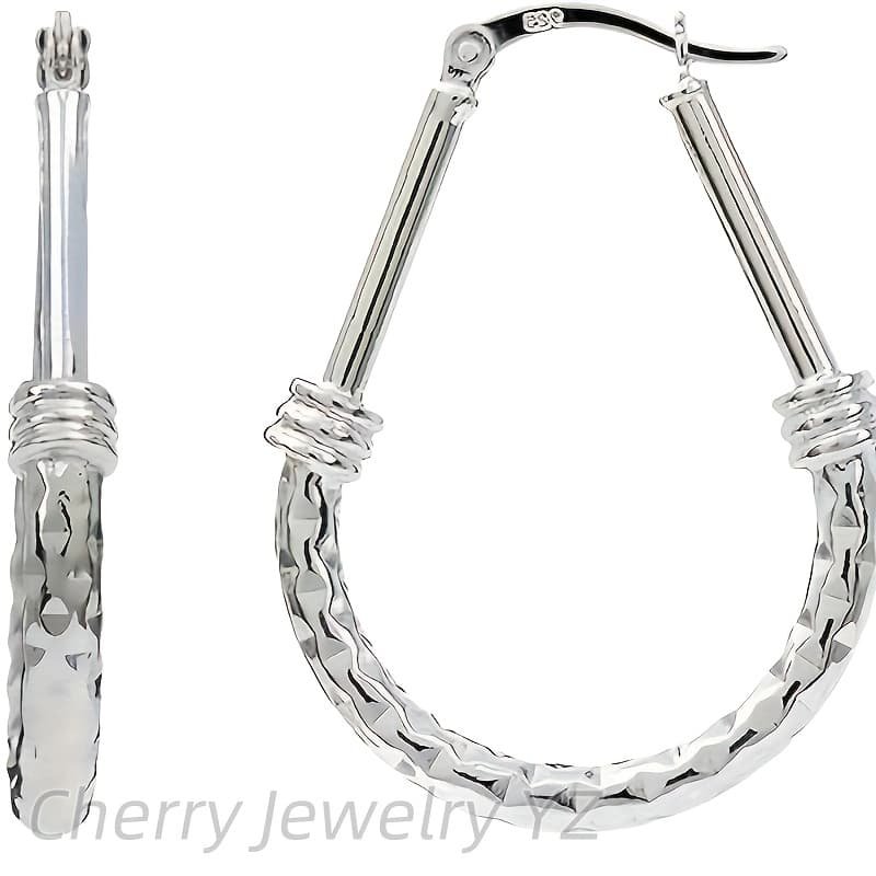 TEMU A Pair Of 925 Sterling Silvery Hoop Earrings, Fashion Cut Textured Earrings, Engasynthetic Gemstoneent Wedding Gift For Wife Girlfriend Gift With Boutique Gift Box.