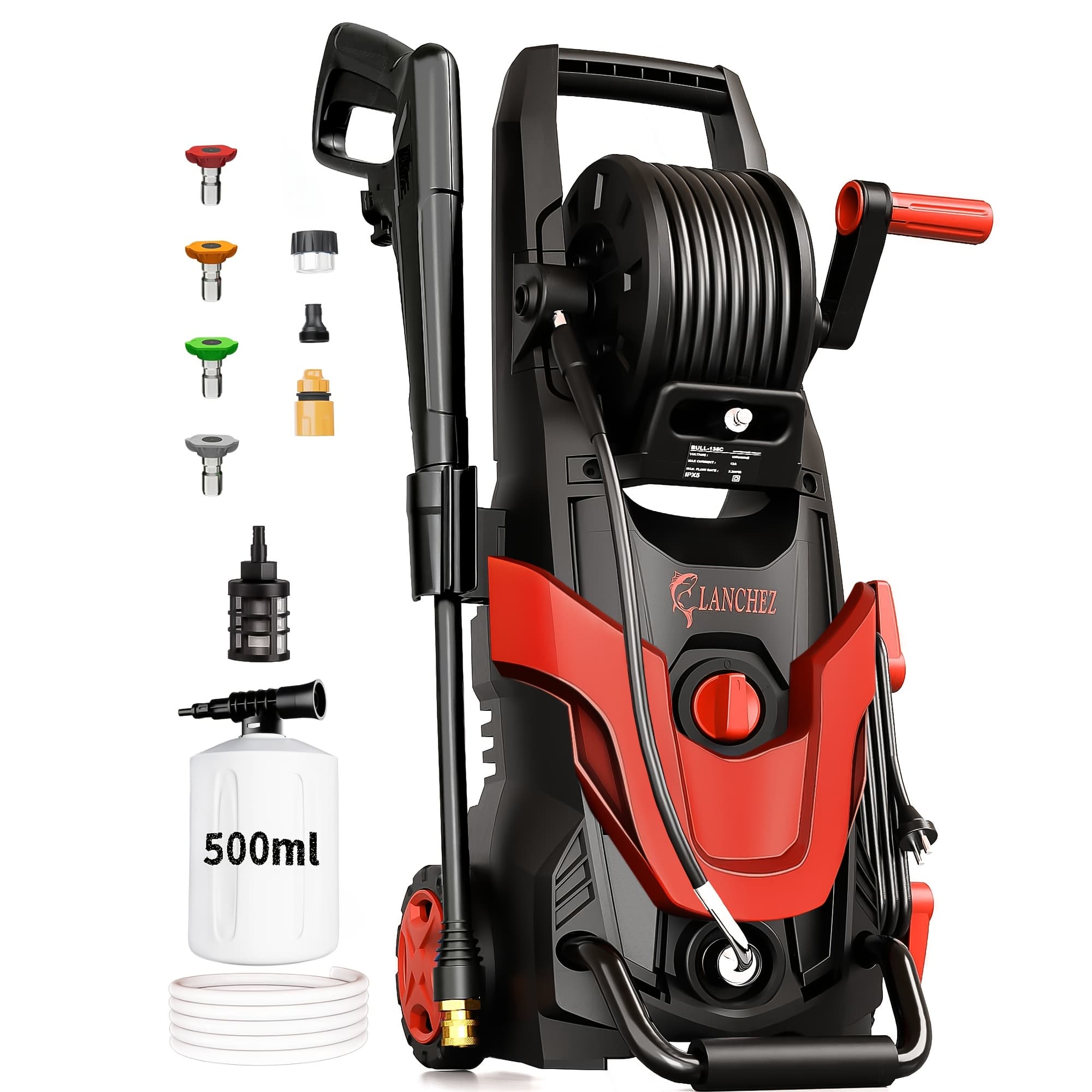 TEMU 4800psi High Pressure Washer, Ipx5 Washer W/ 500ml Foam Cannon, 6 Quick Connect Nozzles, 35ft Hose & Water Filter For Car Wash, Home, Driveway, Patio, Fence Cleaning