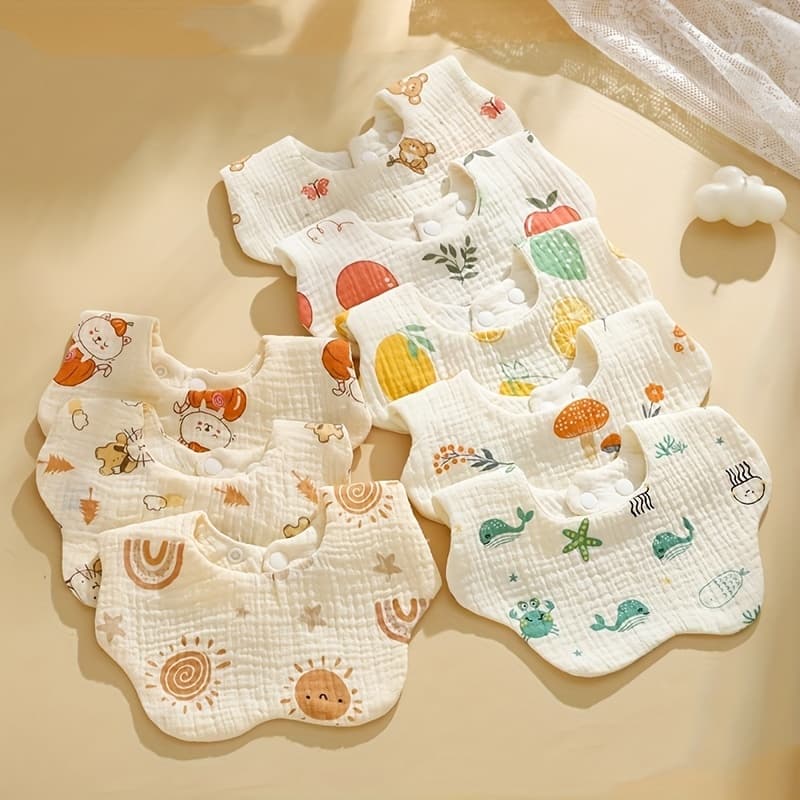 TEMU 8pcs Baby Bibs, Baby Accessories, Newborn Aprons, Feeding Bibs, Plain Fine Cloth For Burping, Children's Saliva Towels, Newborns