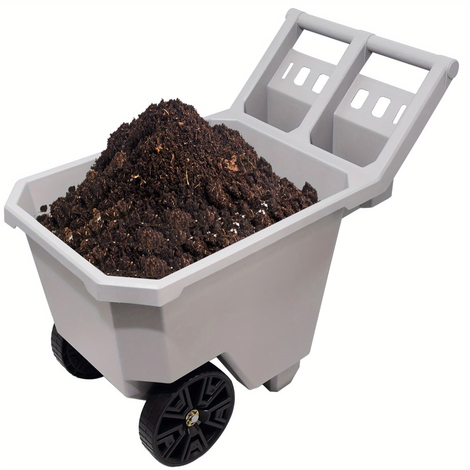 TEMU Wheel , 2 Wheel Wheelbarrow. 300 Lb Yard Cart With 9in Maintenance-free Solid Wheels, Trash Cart With Wheels, Push/pull Design, Grey