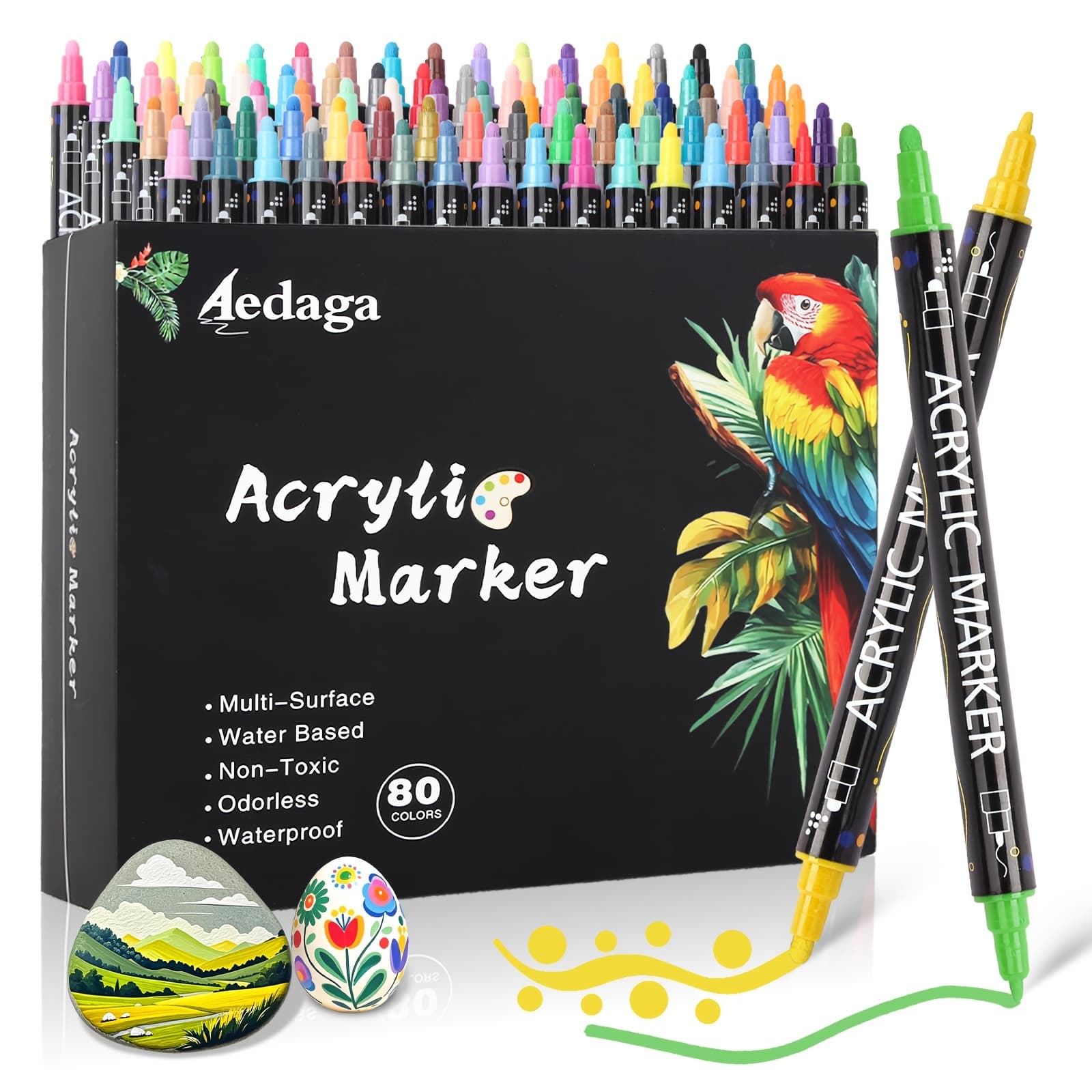 TEMU 24/36/48/60/80 Color Acrylic Paint Marking Set: Quick-drying, High Quality And High Coverage, Suitable For Diy Crafts, T-shirts, Rocks ()