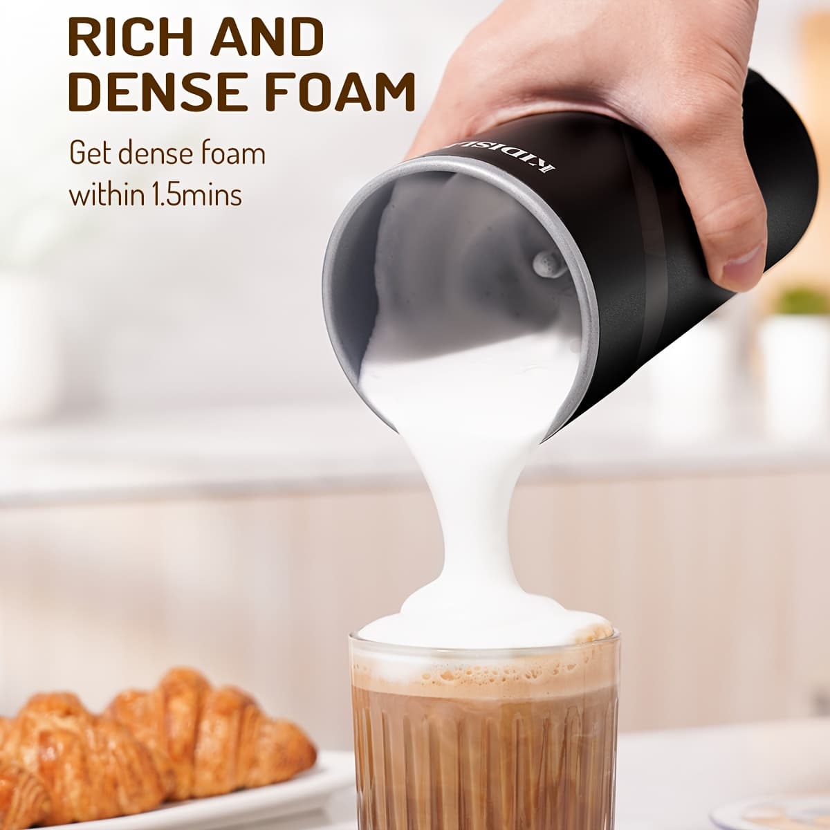 TEMU Electric Milk Frother And Steamer With Warm Function, 4in 1 Automatic Milk Warmer Heater, Hot And Maker For Cappuccino, Hot Chocolate, 300ml/10oz.